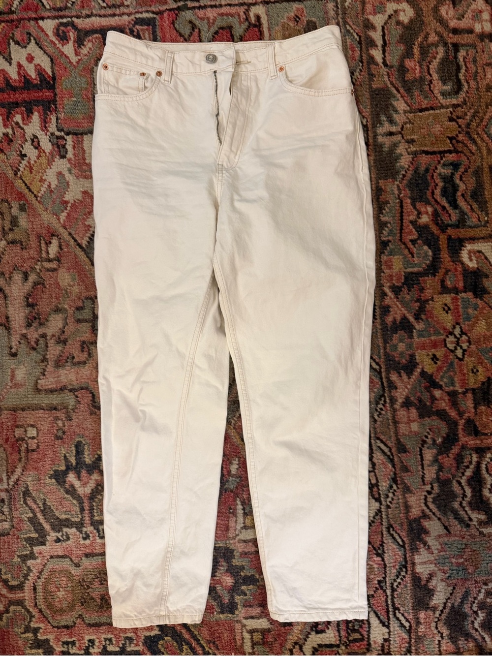 Mango White 'Mom' High-Rise Jeans